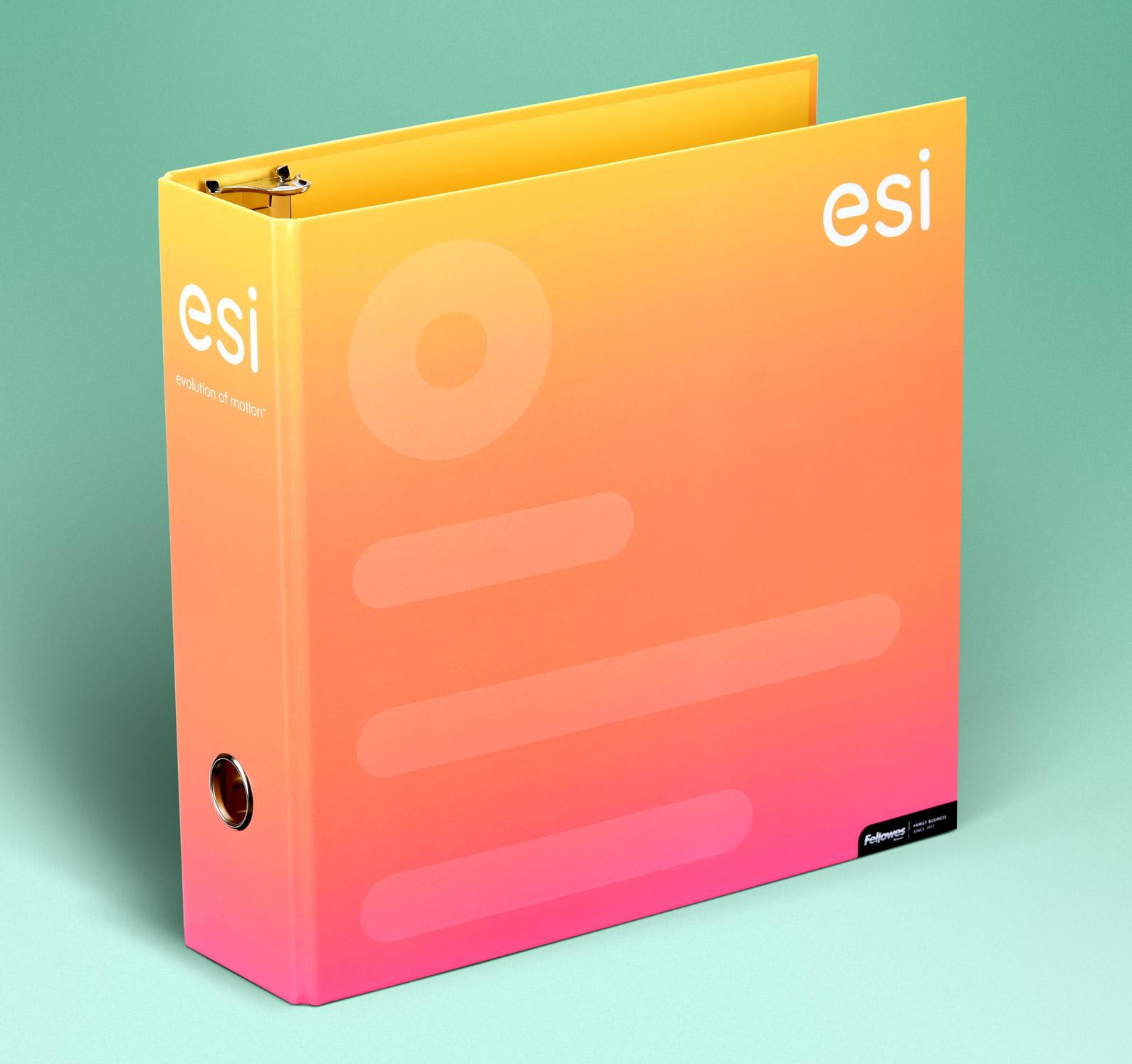 ESI binder closed showing print and finger pull