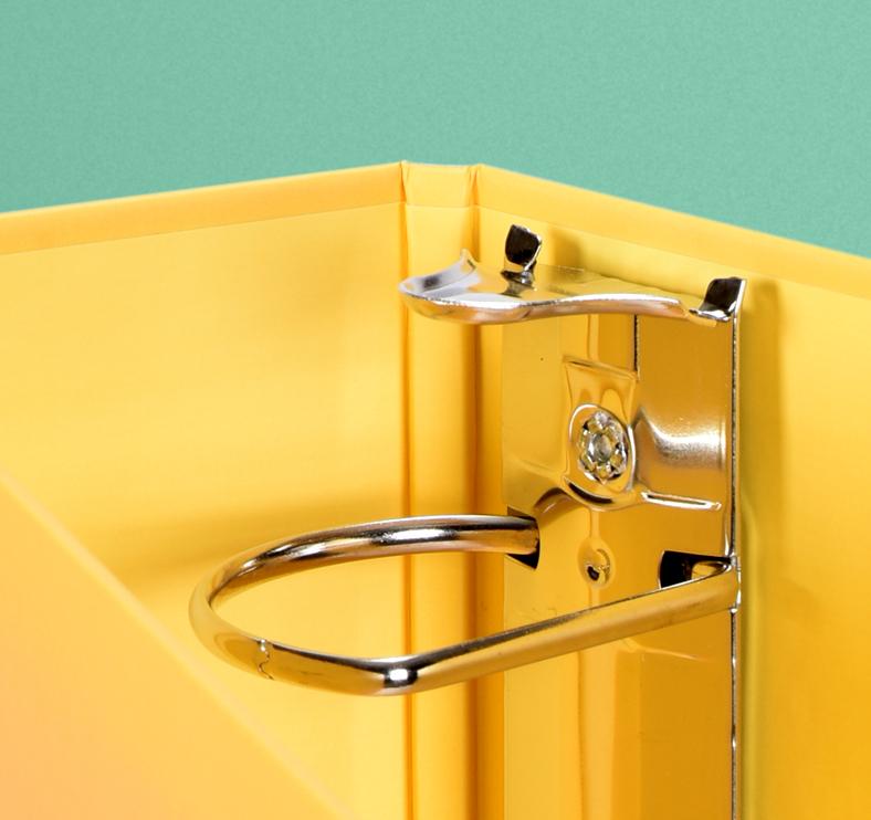 Closeup binder inside showing booster ring and turned-edge finish