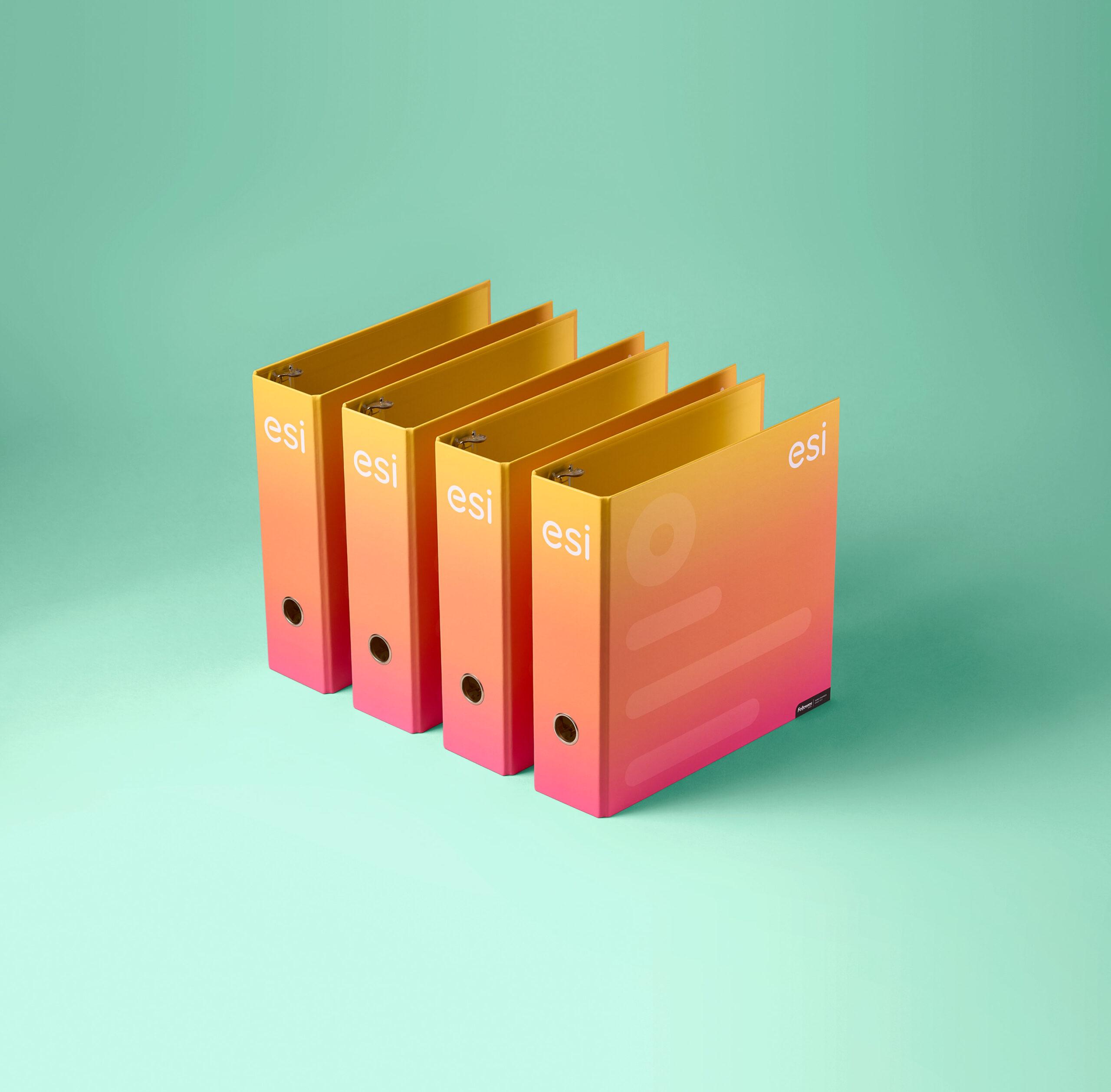 ESI printed square back binder with finger pull group