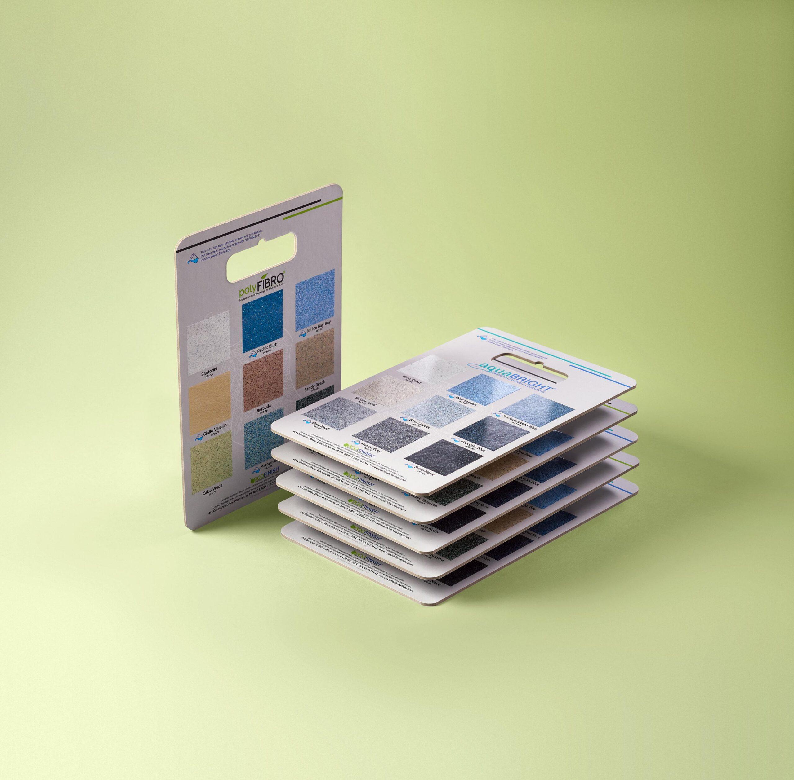 Fully printed sample boards with die-cut handle