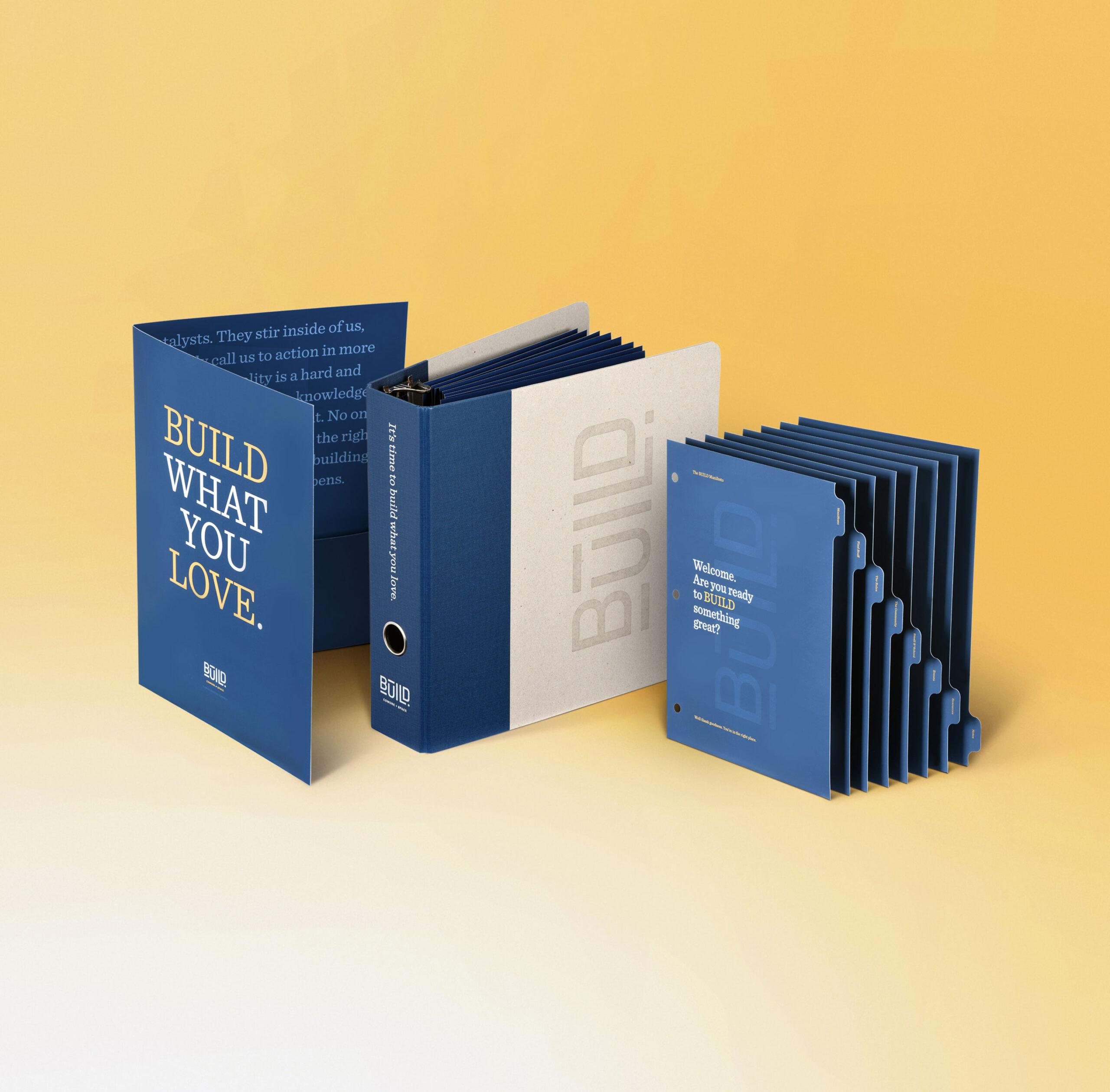 Build presentation material set with binder, folder, tabs