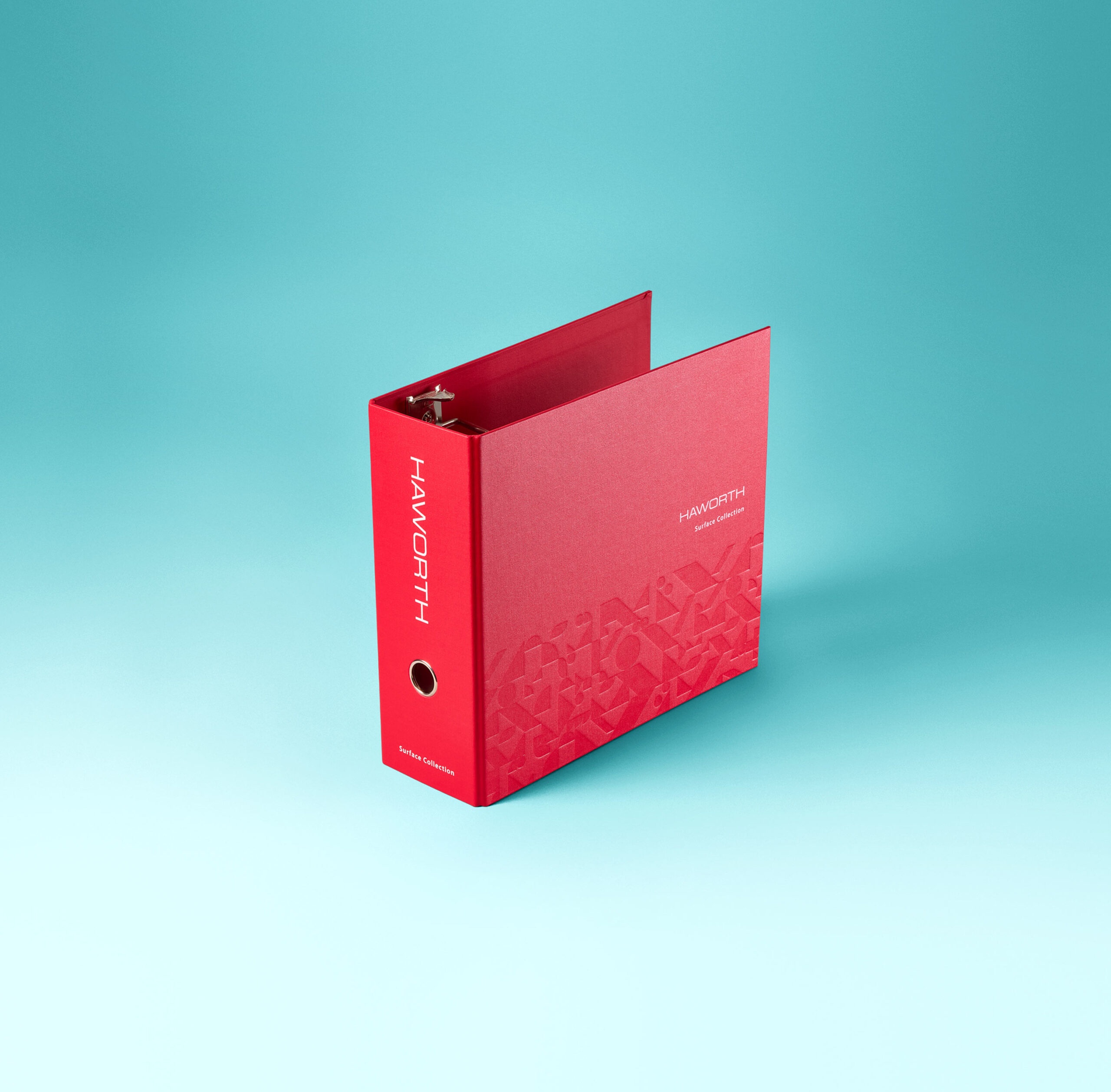 Haworth binder with debossing and foil stamping on cloth