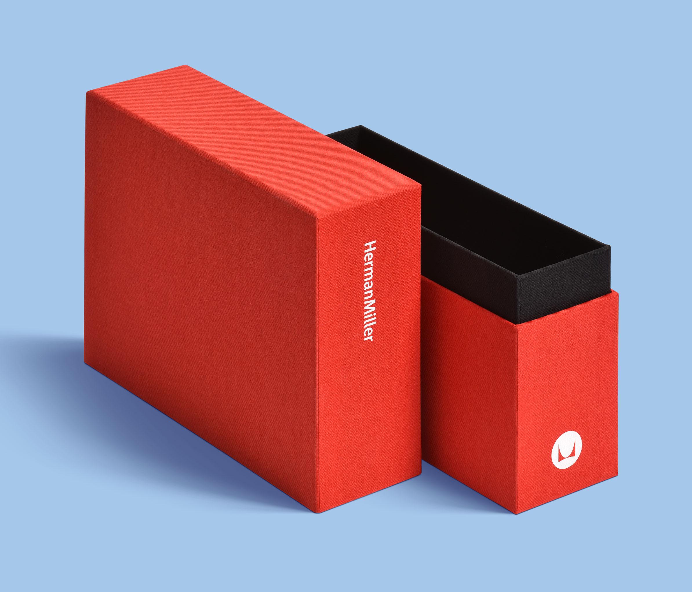 Herman Miller cloth covered setup box neck and shoulder style