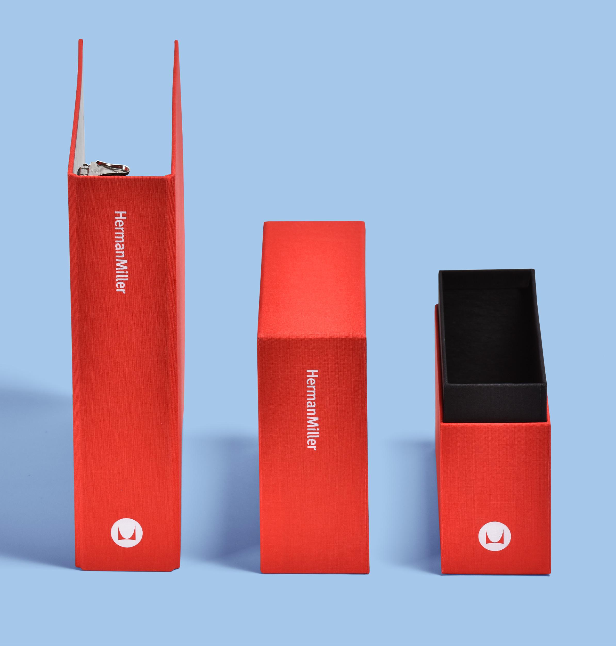 Set of cloth covered binder and setup box for Herman Miller