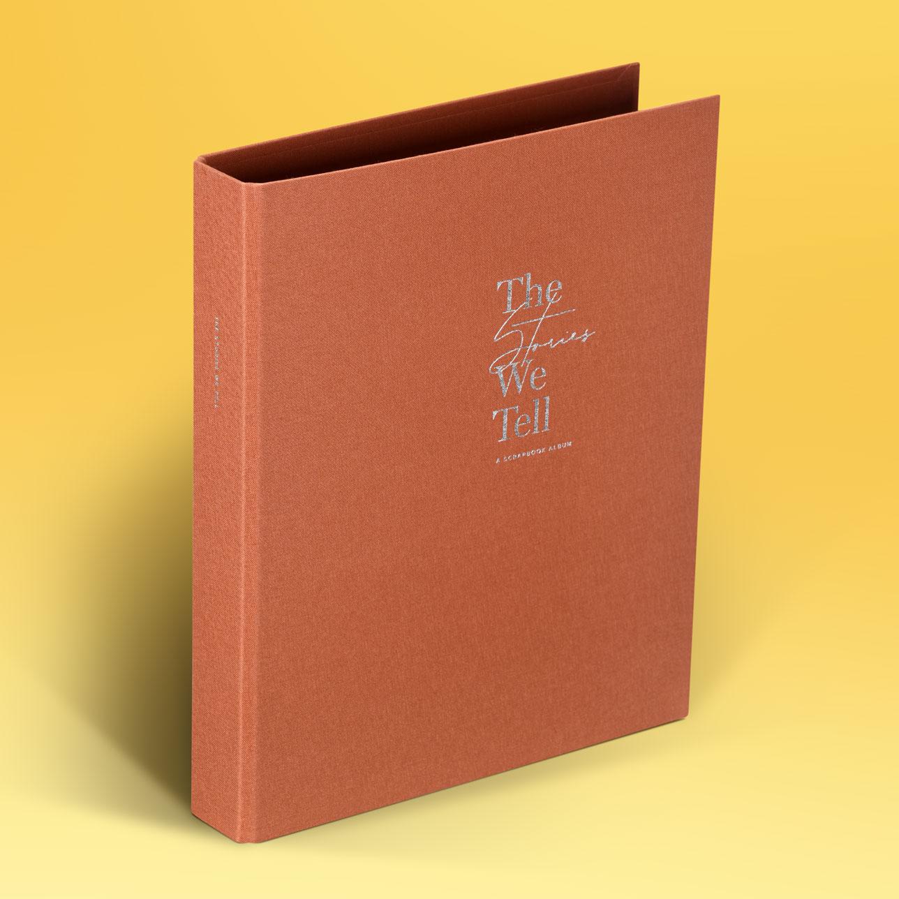 The Stories We Tell scrapbook binder in rust