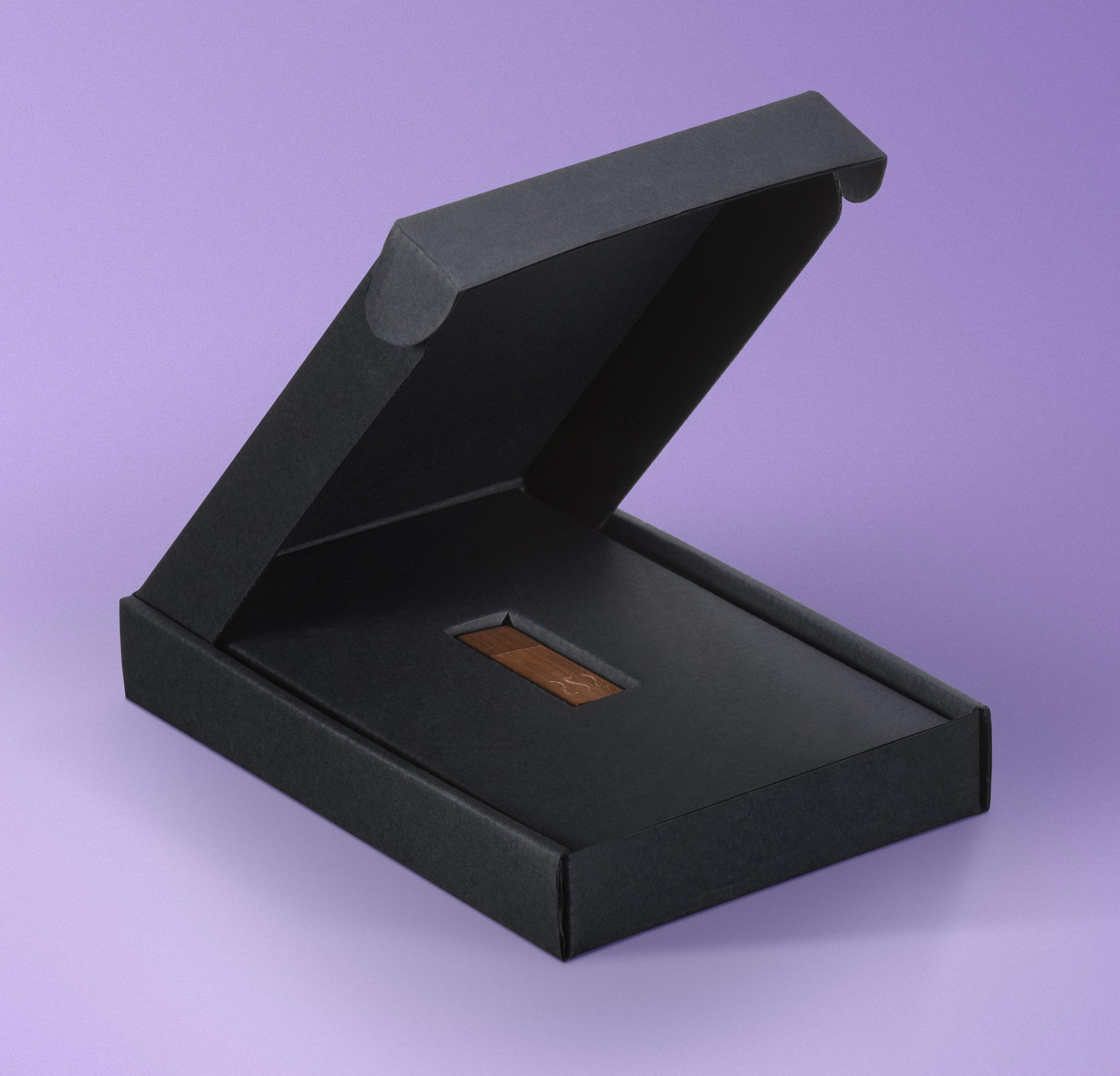 Open triple black corrugated box