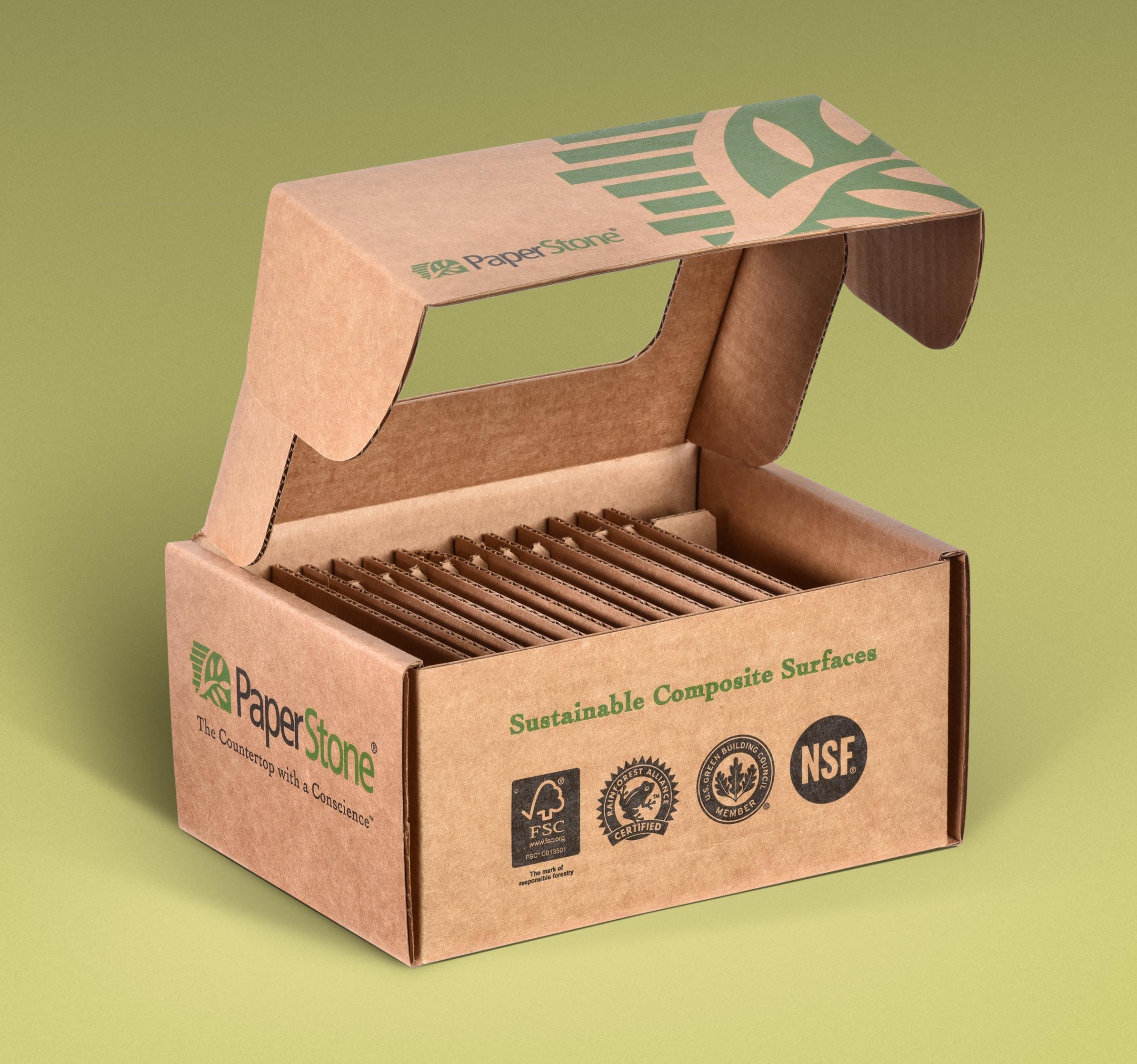 Paneltech corrugated sample box for sustainable composite surfaces