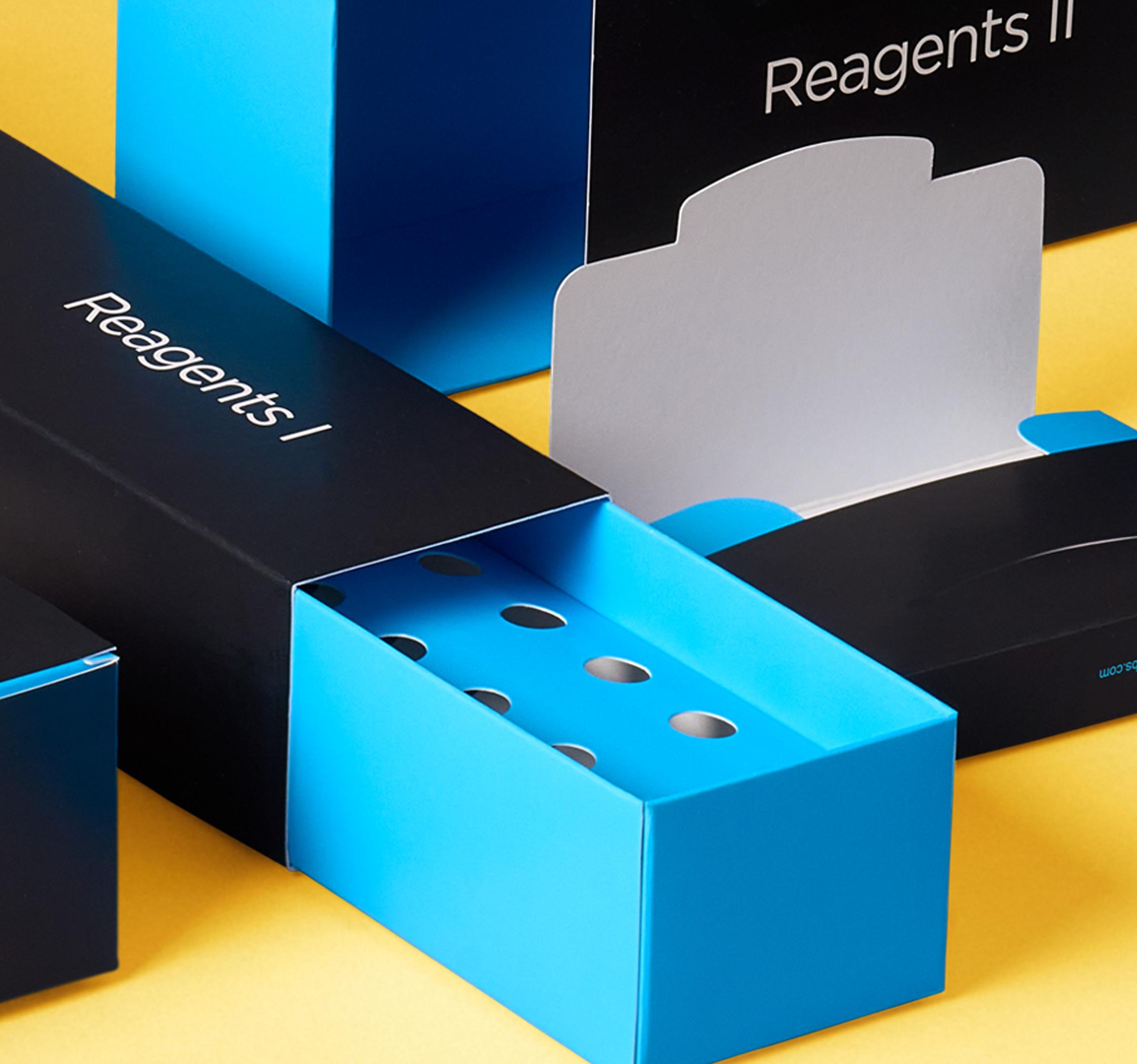 Closeup insert lab testing kit to hold vials