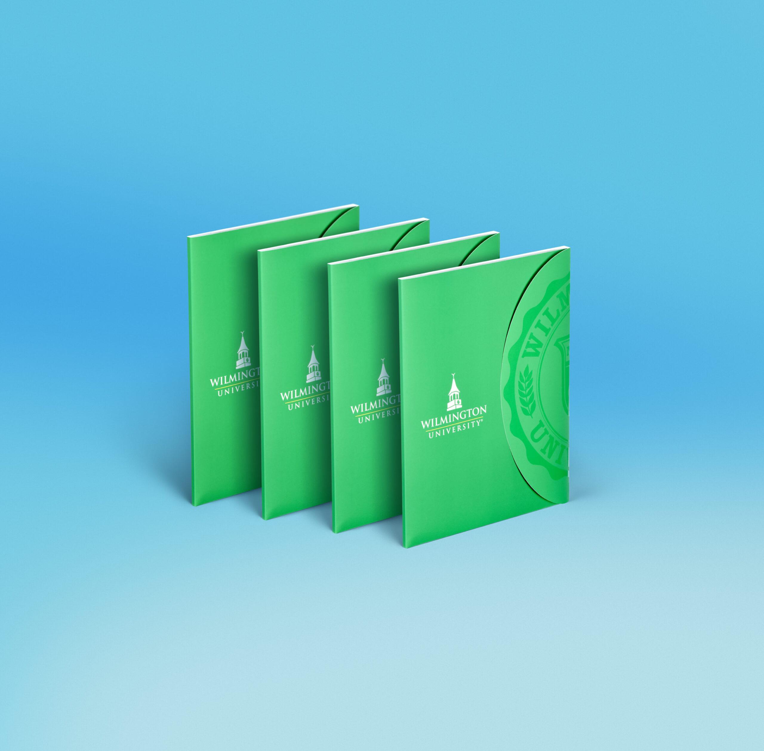 Admissions pocket folders with portfolio closure