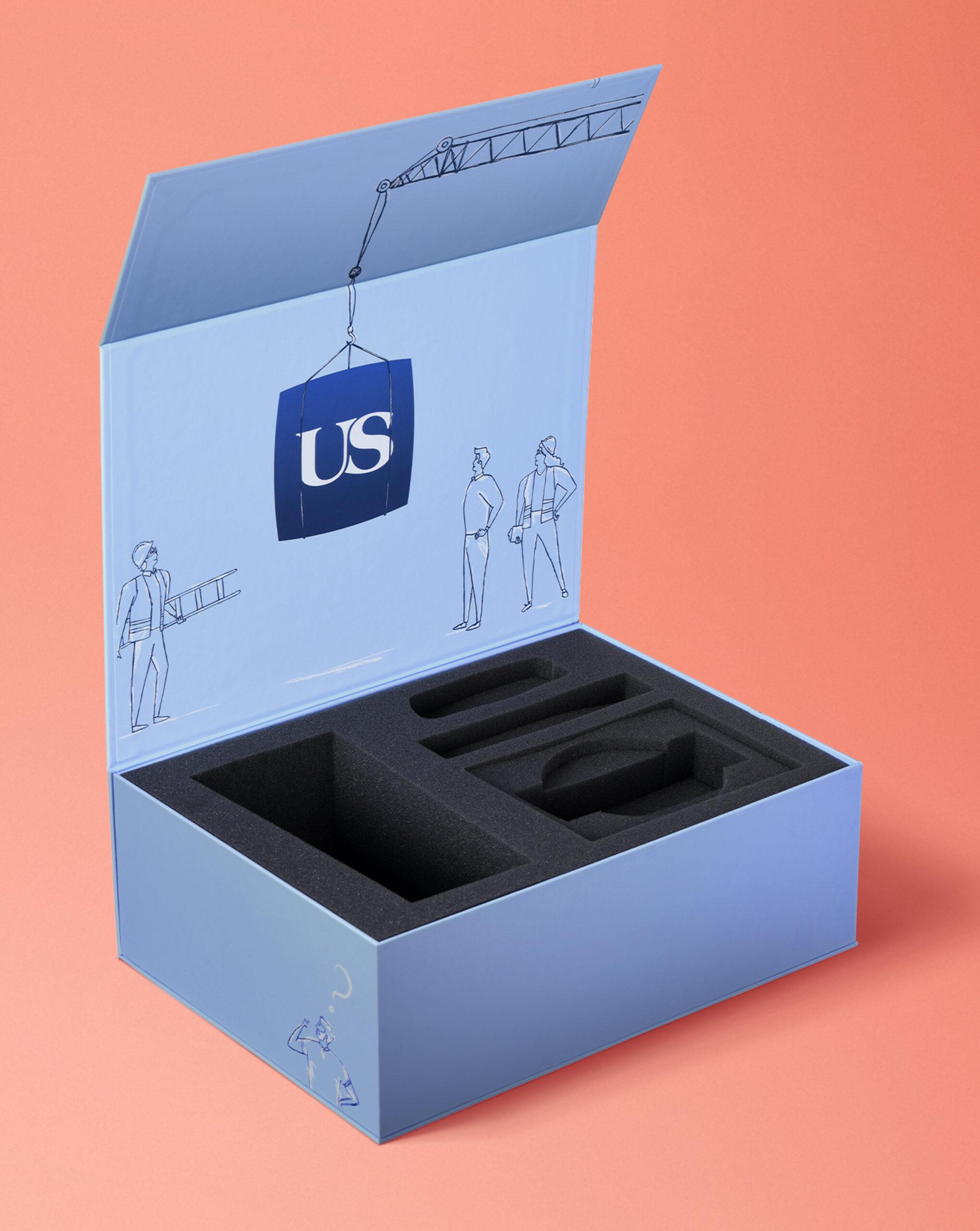 Magnetic book style box with custom charcoal foam insert