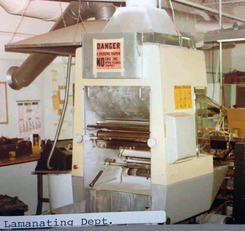 Old photo of lamination equipment at Corporate Image