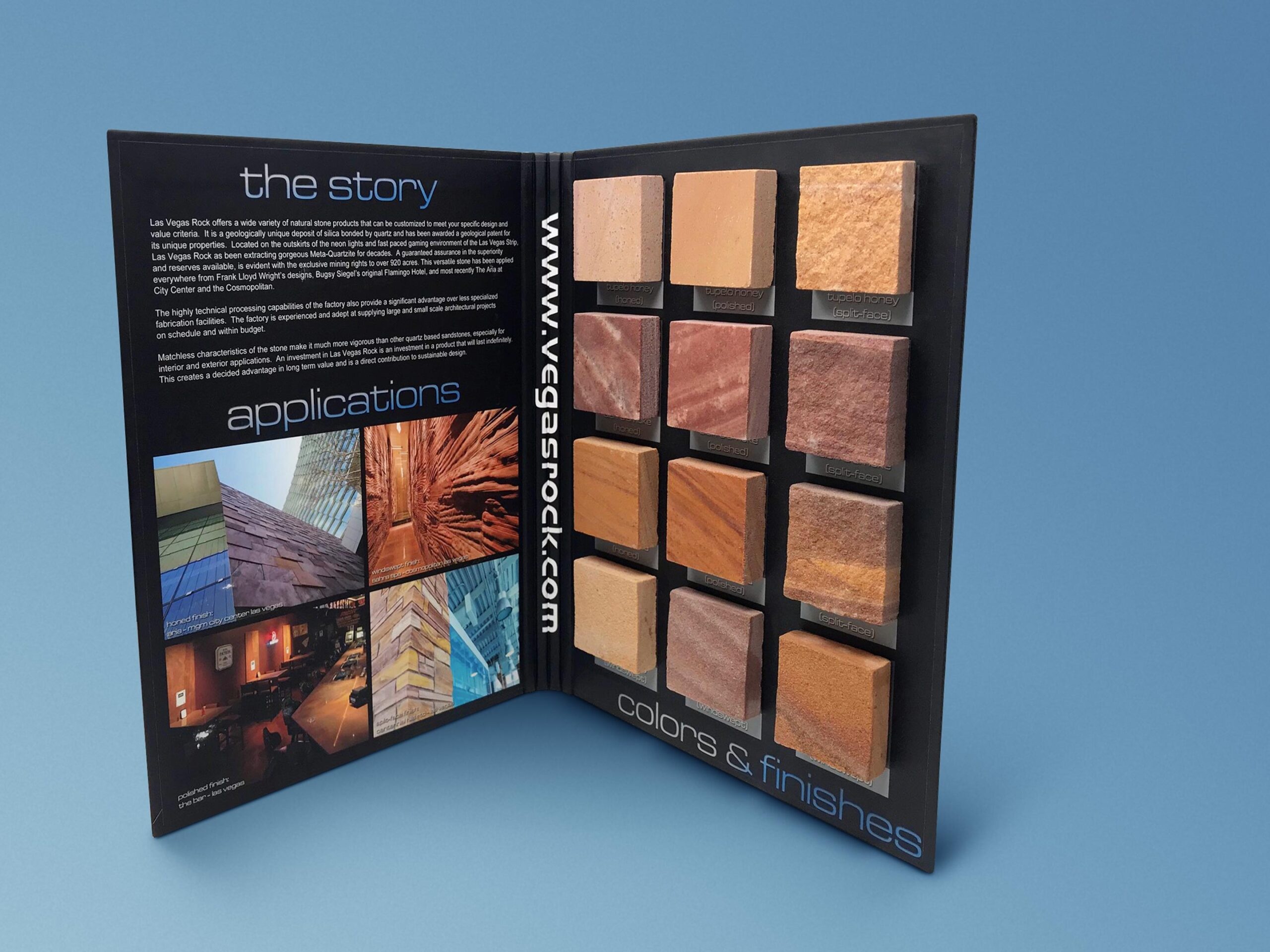 Las Vegas Rock round back architectural folder with stone samples