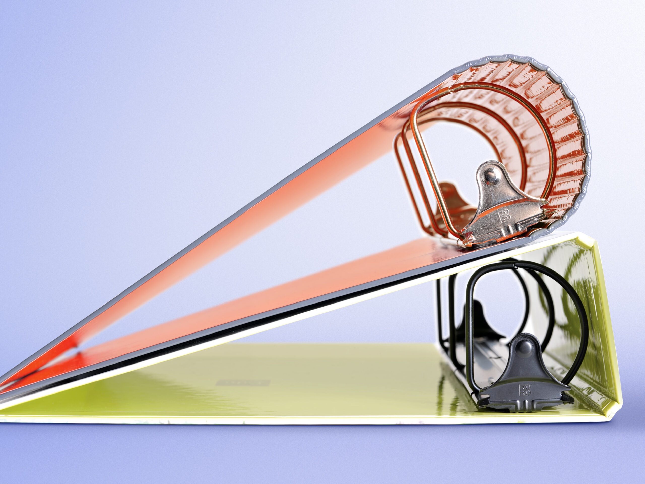 Round back and square back binders stacked sideview