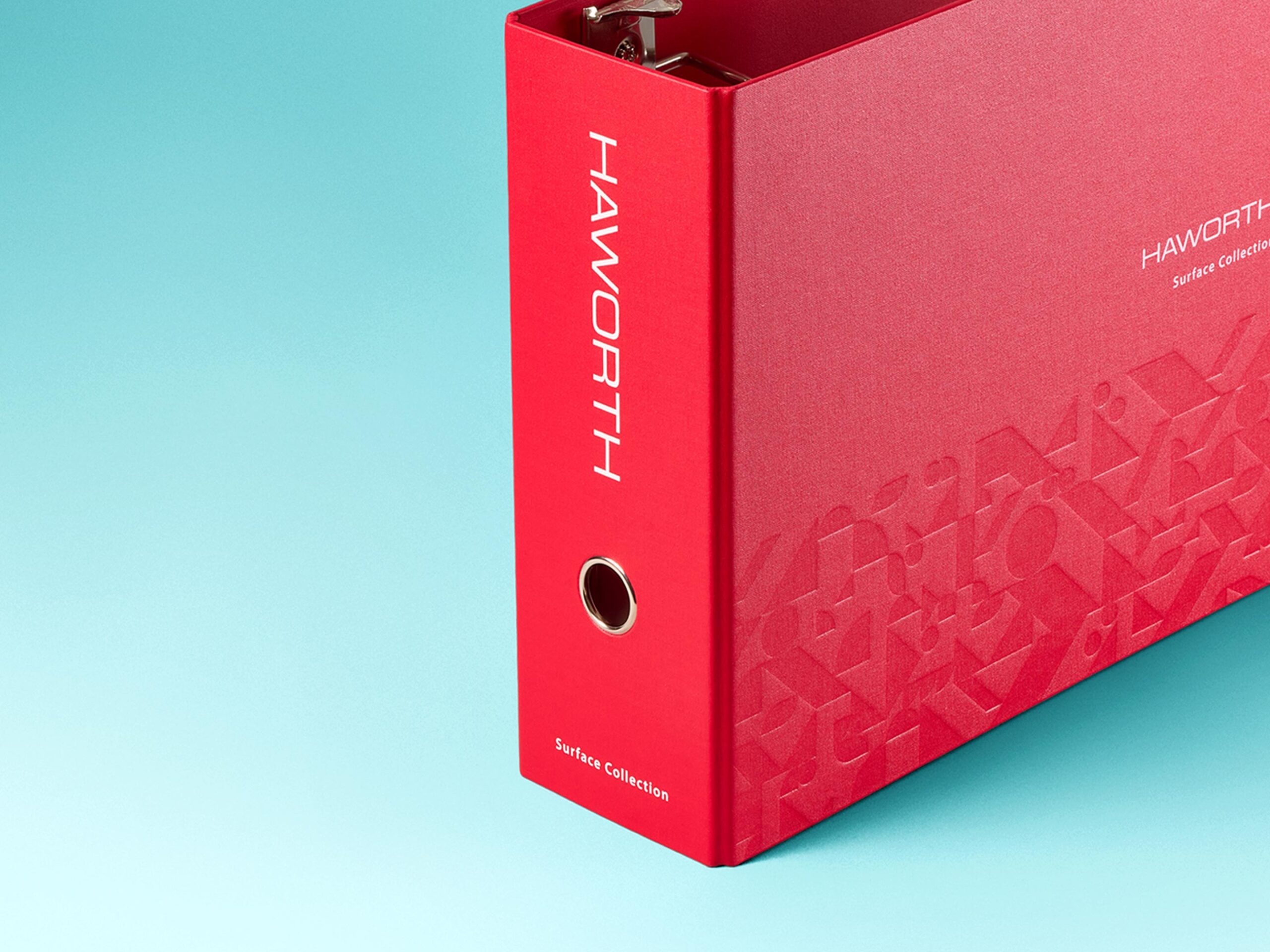 Haworth cloth binder with debossing pattern and finger pull