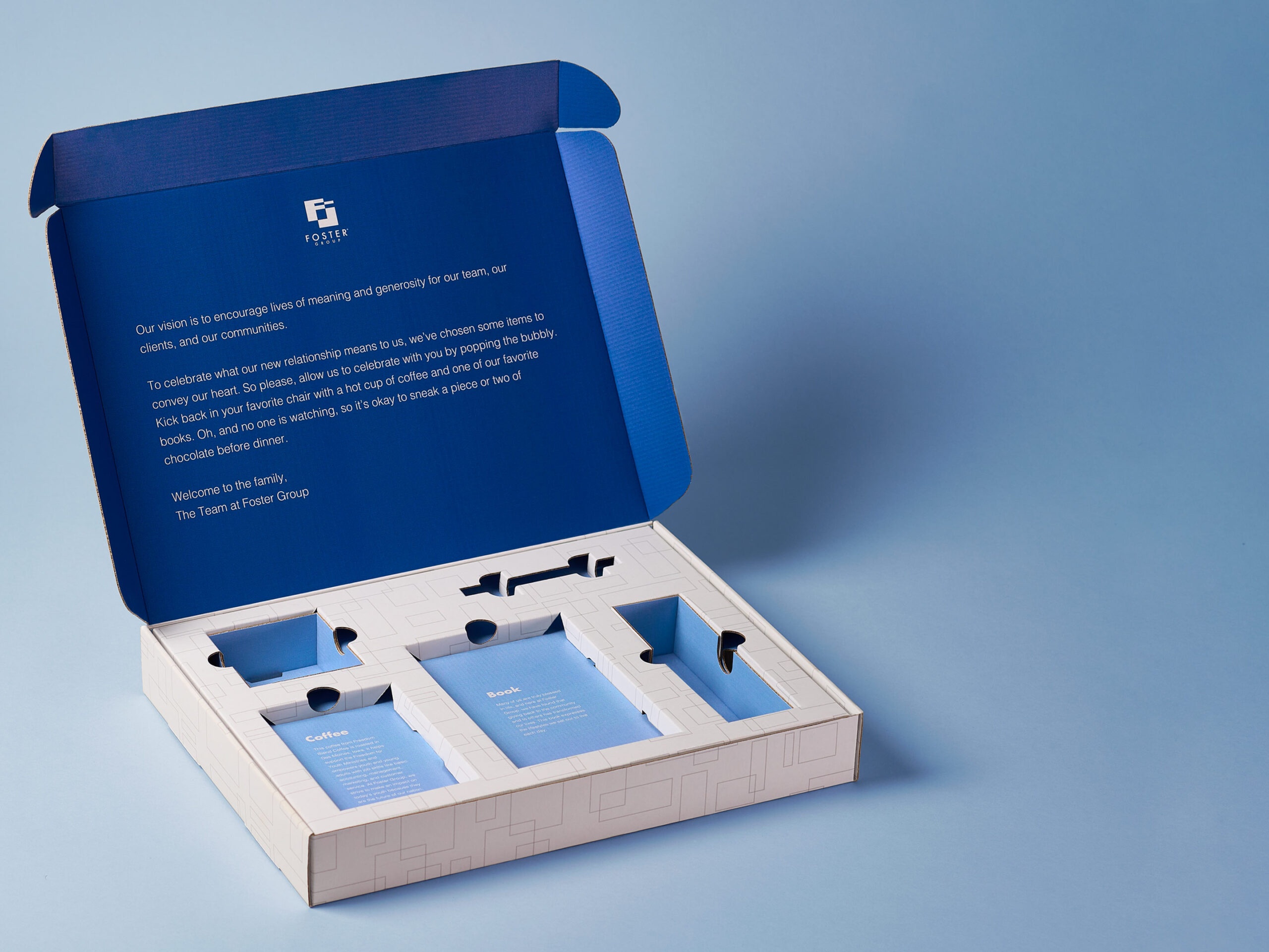 Welcome kit for Foster Group with custom insert