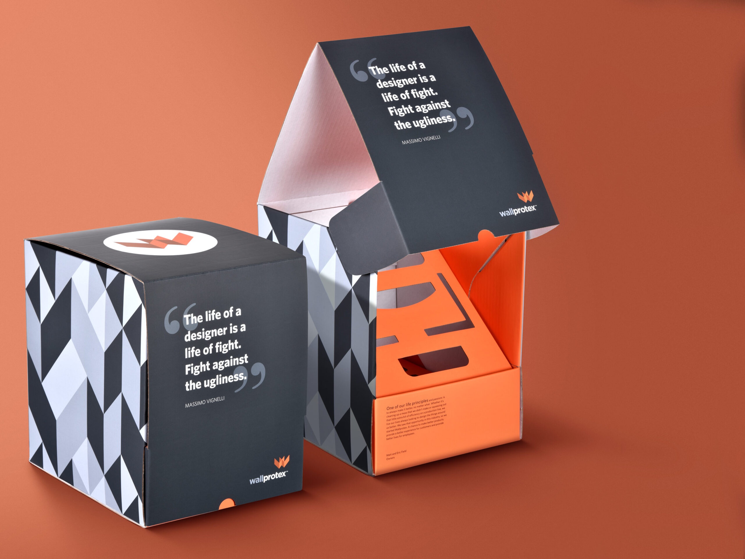 Corrugated sample box with angled insert to display samples