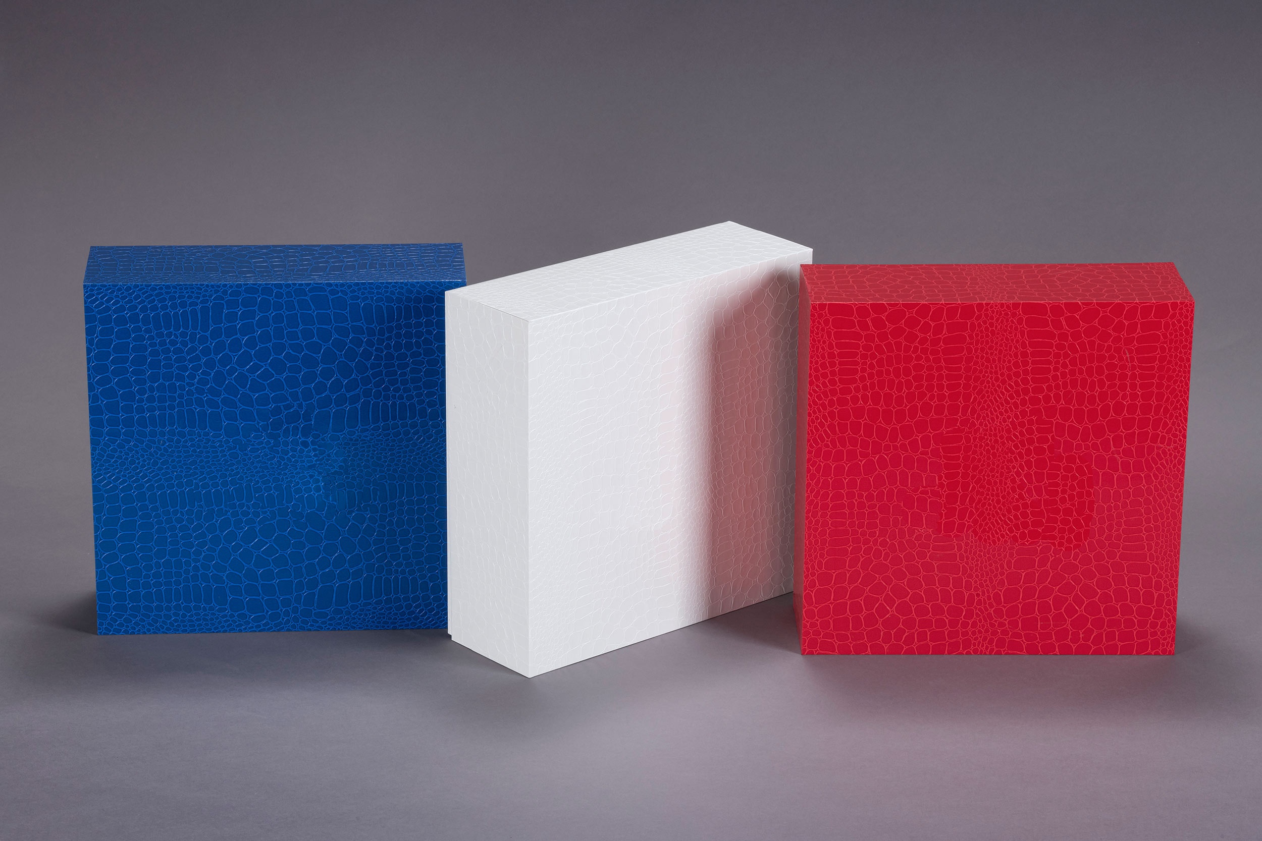 red white and blue rigid box