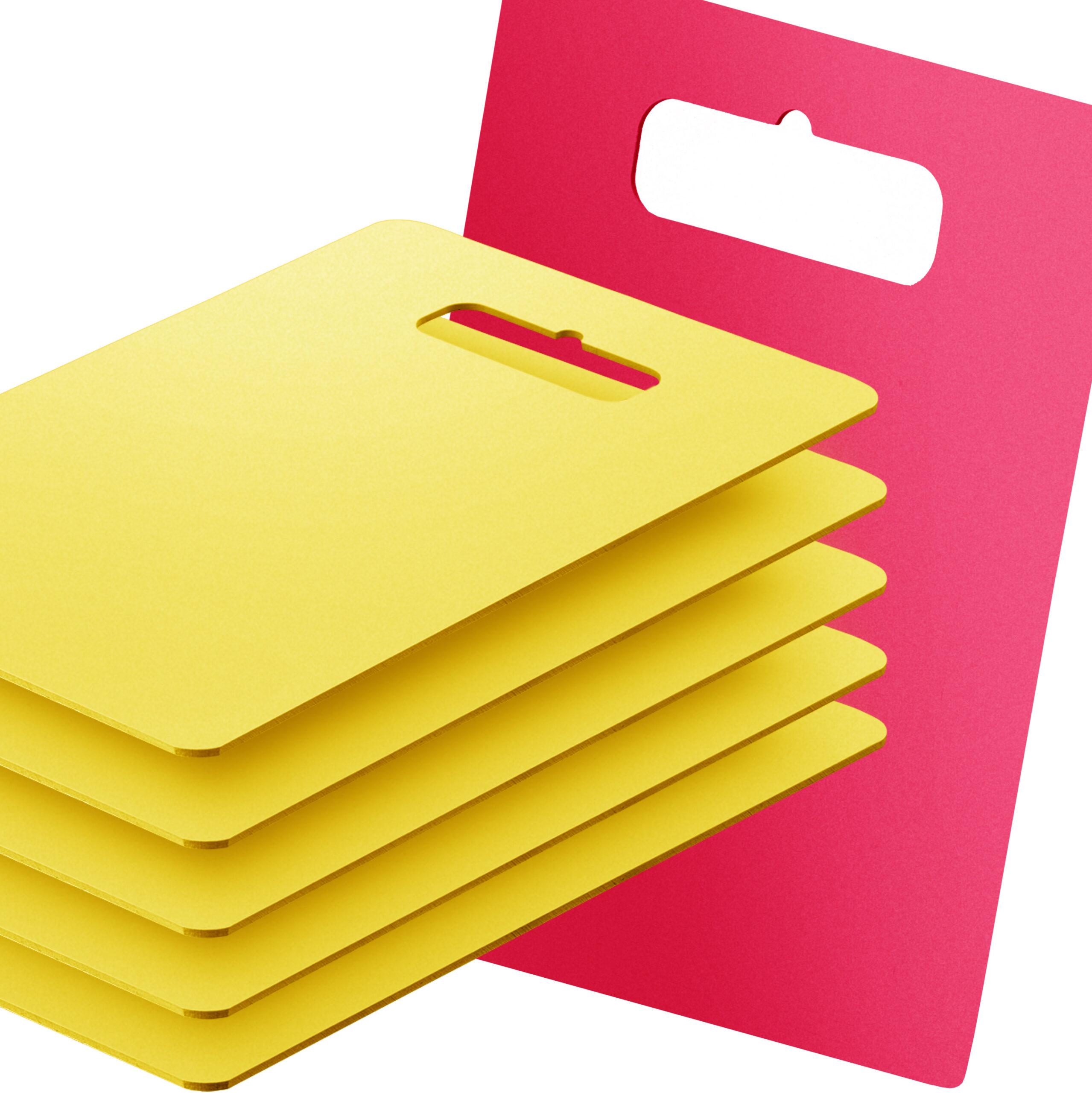 Stylized sample boards with die-cut handles