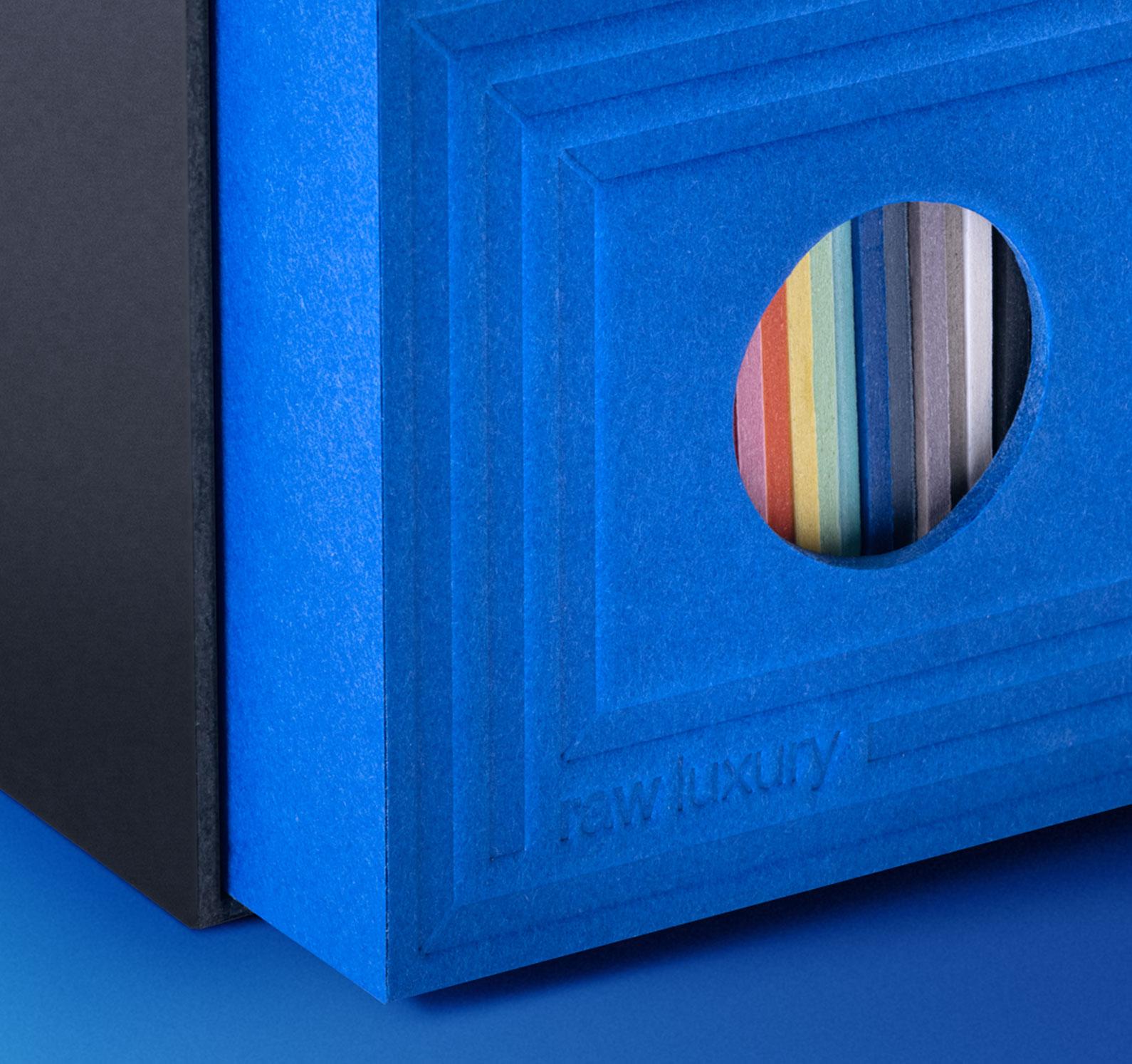 NAKED® CI RIGIDBOX® drawer style slip case with debossing and finger pull